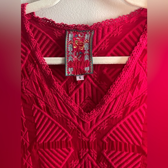 Johnny Was Red Embroidered Tunic Top - Picture 3 of 6